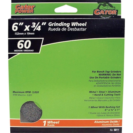 Gator Finishing Blade 6 In. 3/4 In. Adjustable - 1in. , 3/4in. , 5/8in. , 1/2in. Bench Grinding Wheel 6011GA